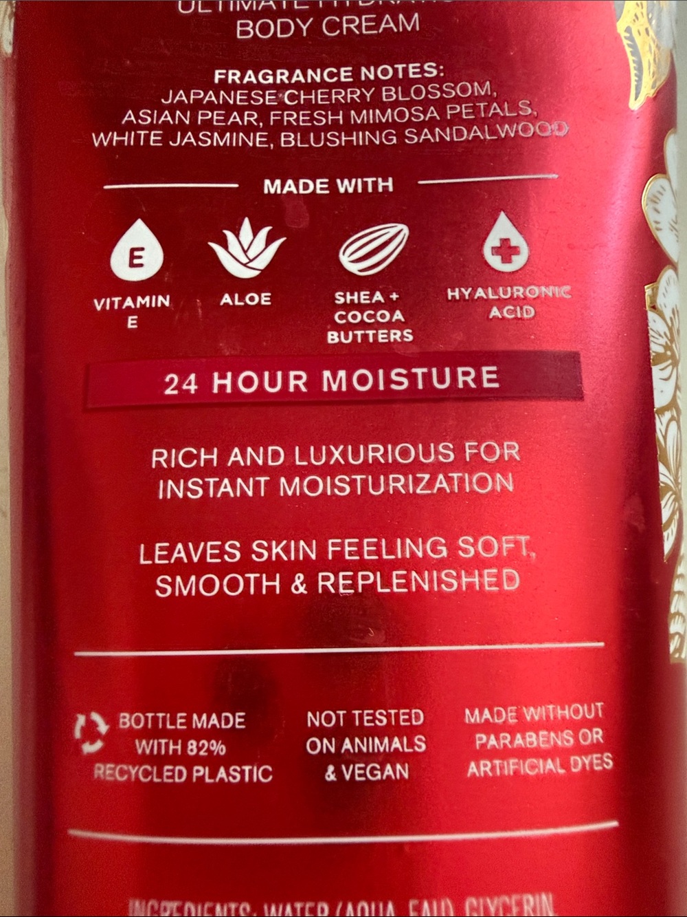 Bath & Body Works Japanese Cherry Blossom Body Cream - Red & Gold - Picture 4 of 5